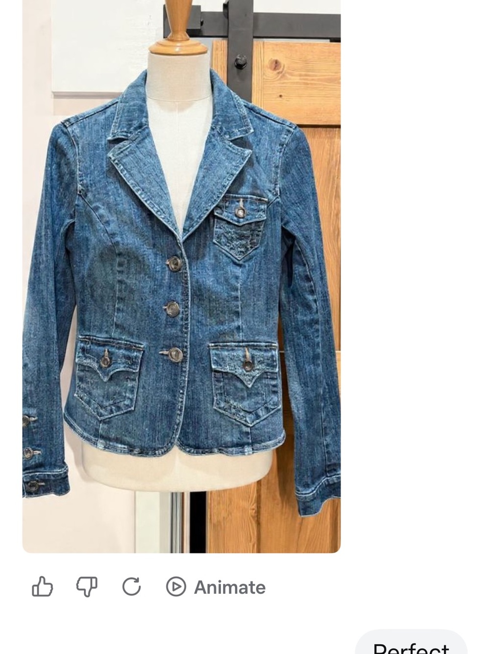 INC International Concepts Women's Blue Denim Blazer with Patch Pockets